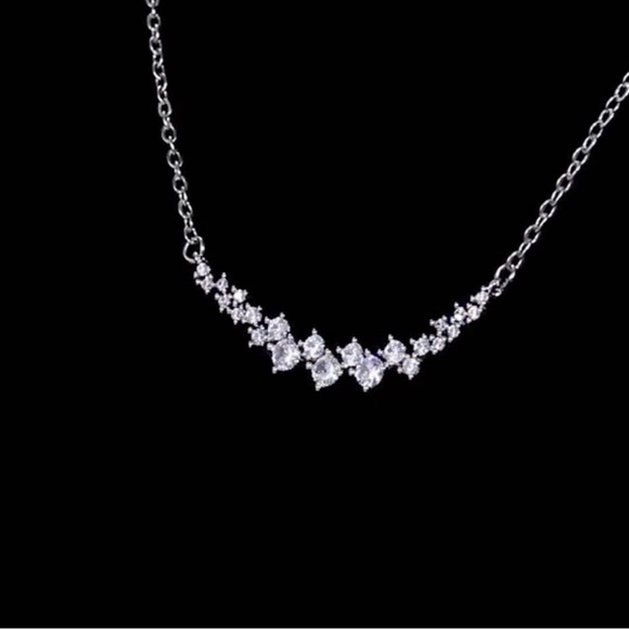 Curved CZ Necklace - Picture 5 of 8